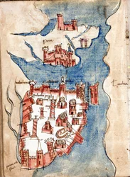 Costantinopoli, mappa manoscritta di Venezia del XV secolo
