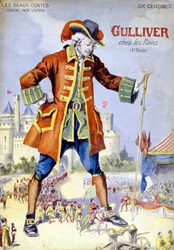 Copertina di "Gulliver tra i nani (Lillipuziani)", illustrazione del XIX secolo