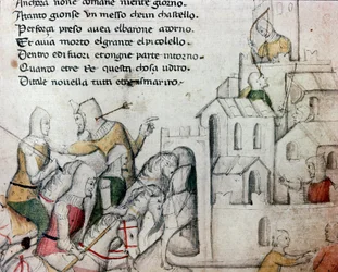 Crociati che attaccano una fortezza moresca. Illustrazione per il poema toscano 