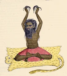 Cultura, civiltà e società indiana: Ritratto di un fakiro con unghie lunghe, India