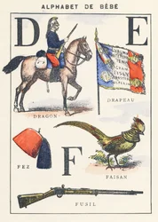 D E F: drago, bandiera, fagiano, fez, fucile