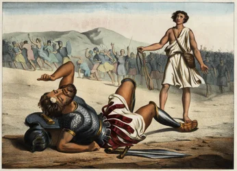 Davide vincitore di Golia. Incisione anonima della metà del XIX secolo.