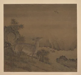 Cervo presso un ruscello di pino, inizio XV secolo (foglia d