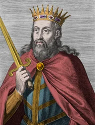 Denis del Portogallo (il Re Agricoltore) - Denis I del Portogallo (1261-1325) (il Re Agricoltore - il Re Trovatore - il Padre della Patria - il Liberale) - Incisione