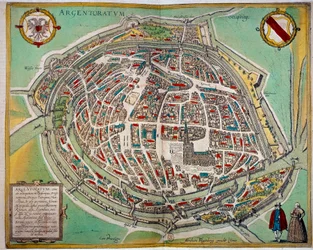 Mappa dettagliata della città di Strasburgo realizzata da Abraham Hogenberg (ca. 1608-1653). Incisione del XVII secolo