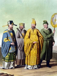 Imperatore della Cina circondato da mandarini - in Il costume antico e moderno di J. Ferrario, ed. Milano