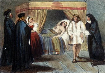 Episodio della prova di virilità di Vincenzo I Gonzaga (1562 - 1612), Duca di Mantova, per il suo matrimonio con la figlia di Francesco de
