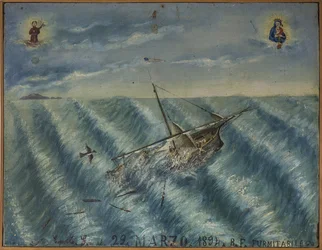 Ex-voto marinaio, offerta popolare come pegno di devozione e gratitudine del marinaio sopravvissuto ai pericoli del mare proveniente dalla Chiesa del Carmine, Torre del Greco, vicino a Napoli, 29/03/1894 Italia