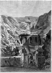 Scavi fatti a Senlis nel 1868 - scoperti arene romane intorno alla città - Incisione del 1868
