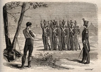 Esecuzione del colonnello francese Charles de Labedoyere (1786-1815) fucilato a Parigi il 19 agosto