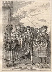 Spedizione intorno al mondo (1785-1788) di Jean François Galaup de La Pérouse (1741-1788): costumi degli abitanti di Concepción (Cile) - illustrazione tratta da 