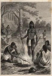 Spedizione in America (1799-1804) di Alexander von Humboldt (1769-1859) e Aimé Bonpland (1773-1858): Indiani Omaguas (Amazzonia, Perù) - illustrazione da 