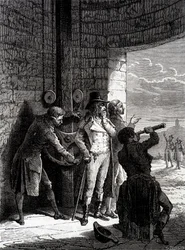 Esperimento del telegrafo Chappe effettuato il 12 luglio 1793, da Ménilmontant a Saint-Martin-du-Tertre davanti ai commissari della Convenzione - in "Le meraviglie dell