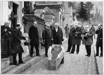 Esumazione dei resti di Gioacchino Rossini al Père Lachaise, in "The Illustrous World"
