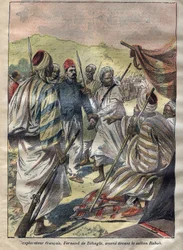 Ferdinand de Behagle (1857-1899) prigioniero di Rabah e poi impiccato dal sultano 1899 - incisione in “Le-Pelerin” del 1899