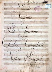 Prima pagina della partitura della Grande Sinfonia (Op. 8) di Carl August Cannabich