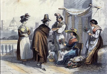 Fioraio a Firenze. Litografia intorno al 1820