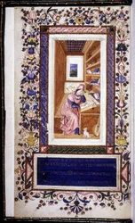 Francesco Petrarca (Petrarca) (1304 - 1374), miniatura del XV secolo. Biblioteca Trivulziana, Milano