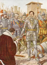 Francesco I° che consegna la spada a Lannoy durante la battaglia di Pavie