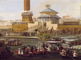 Francesco I delle Due Sicilie (1777-1830) e sua moglie Maria Isabella di Spagna (1789-1848) durante una cerimonia all