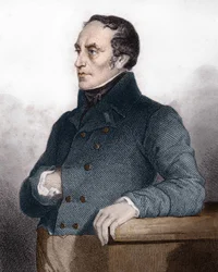 François Guizot (1787 - 1874), politico e storico francese - incisione in "Histoire de la vie politique et privée de Louis Philippe"