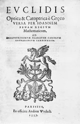 Frontespizio di Optica & Catoptrica di Euclide