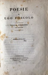 Frontespizio di "Poesia" del poeta e drammaturgo italiano Ugo Foscolo (1778-1827) 1822