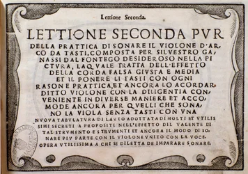 Frontespizio di Lettione Seconda di Silvestro Ganassi dal Fontego