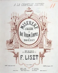 Frontespizio del Miserere di Allegri e Ave verum corpus di Mozart, trascritto da Liszt per pianoforte (1865)