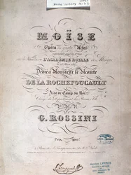 Frontespizio della partitura musicale di Mosè in Egitto di Gioacchino Rossini