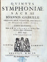 Frontespizio del secondo libro di Sacrae symphoniae di Giovanni Gabrieli