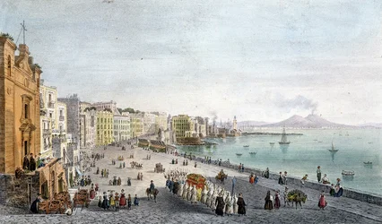 Funerale nella Baia di Napoli con il Vesuvio sullo sfondo