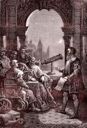 Galileo mostra il primo cannocchiale al Doge di Venezia (incisione