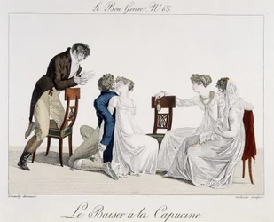 Gioco: Il bacio alla cappuccina - in «Il buon genere», n. 65, inizio del XIX secolo