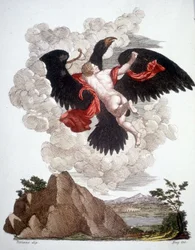 Ganimede rapito da Giove (Zeus) trasformato in aquila - incisione