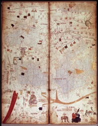 Carta geografica del Mediterraneo. Atlante catalano (Spagna). Manoscritto del 1375 (Folio 4) di Abraham Cresques. BN, Parigi