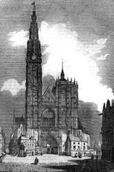 Architettura gotica: veduta della Cattedrale di Notre Dame ad Anversa (stile gotico)