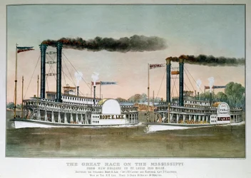Grande gara di battelli a vapore sul fiume Mississippi, da New Orleans a Saint Louis