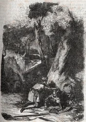 Ermonide rovesciato e salvato da Zerbin - incisione del 1851 da 