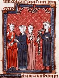 Storia del diritto canonico: Donna condannata alla cintura di castità (miniatura tratta dal Decretum Gratiani)