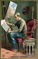 Horace Vernet (1789-1863), pittore francese. Cromolitografia del XIX secolo.