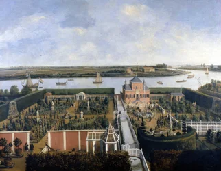 Casa sulle rive di un fiume. Illustrazione del XVII secolo. Museo Storico di Amsterdam