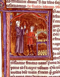 Come conservare le pere Miniatura dal manoscritto "Speculum historiale" (Le Miroir historial) di Vincenzo di Beauvais (1184/94-1264) 13° secolo Laon, biblioteca municipale