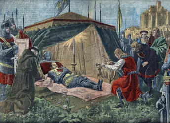 Guerra dei Cento Anni: "La mort de Bernard du Guesclin (1320-1380) devant Chateauneuf de Randon le 13/07/1380" - Morte di Duguesclin (durante l
