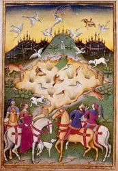 Scena di caccia con falchi, miniatura da 