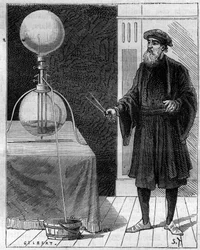 Invenzione idraulica: Macchina idraulico-pneumatica. Incisione in "La Nature"