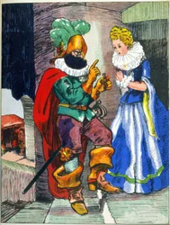 Illustrazione per i Racconti della barba blu di Perrault, inizio del XX secolo (stampa)