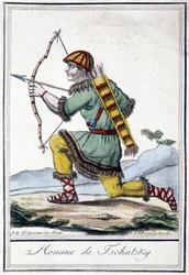Illustrazione di un cacciatore russo (Tschutsky) nel XIX secolo