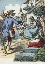 Illustrazione della fiaba "Buona Mamma Pecora". In "Fiabe della casa per i piccoli". Incisione anonima del XIX secolo