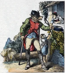 Illustrazione del racconto "Buona Mamma Pecora". In "Racconti dalla casa per i piccoli". Incisione anonima del XIX secolo